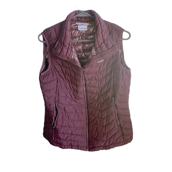 COLUMBIA WOMEN’S OMNI HEAT BURGUNDY ZIP UP VEST WITH POCKETS SIZE LARGE - Picture 3 of 10